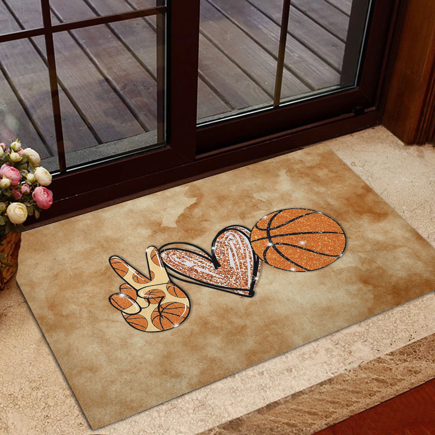 Ohaprints-Doormat-Outdoor-Indoor-Peace-Love-Basketball-Glitter-Rubber-Door-Mat-993-