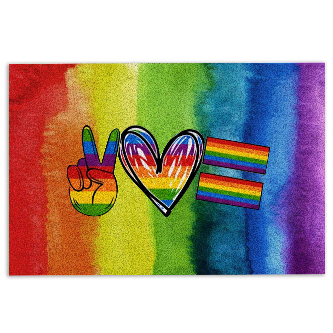 Ohaprints-Doormat-Outdoor-Indoor-Peace-Love-Equality-Lgbt-Pride-Lgbtq-Supports-Rainbow-Color-Rubber-Door-Mat-996-18'' x 30''