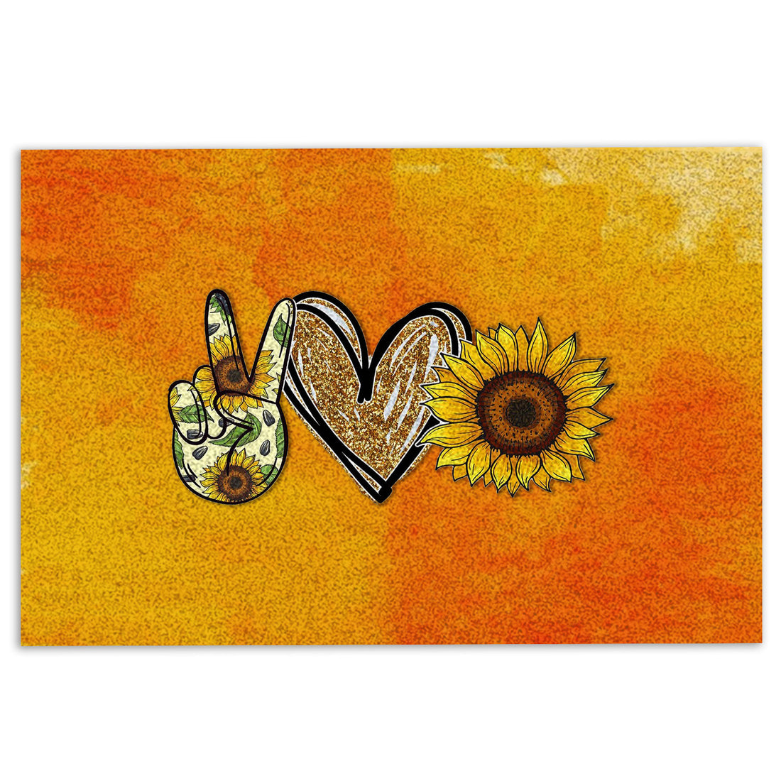 Ohaprints-Doormat-Outdoor-Indoor-Peace-Love-Sunflower-Hippie-Rubber-Door-Mat-998-18'' x 30''