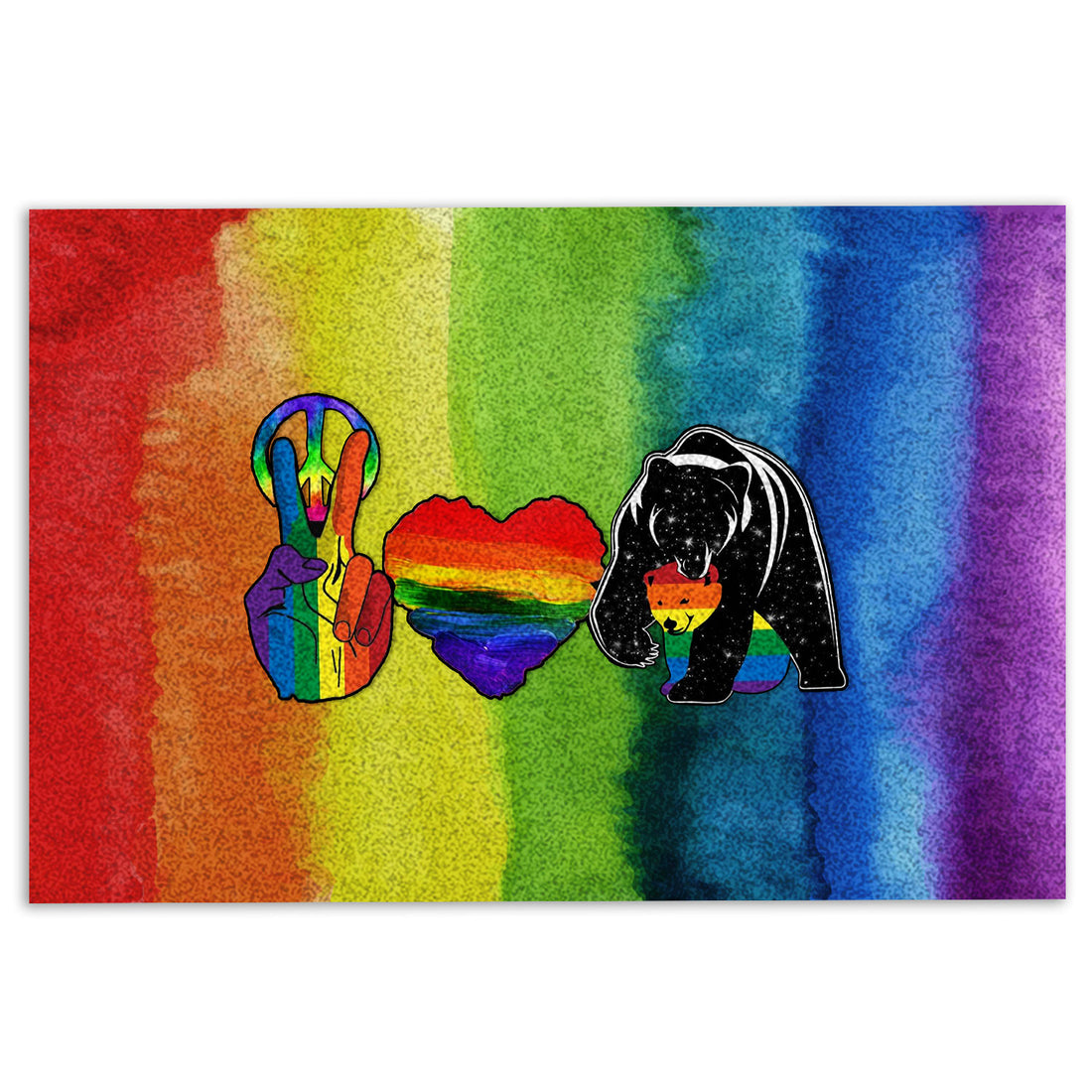 Ohaprints-Doormat-Outdoor-Indoor-Peace-Love-Free-Mom-Hugs-Lgbt-Pride-Lgbt-Supports-Rainbow-Color-Rubber-Door-Mat-999-18'' x 30''