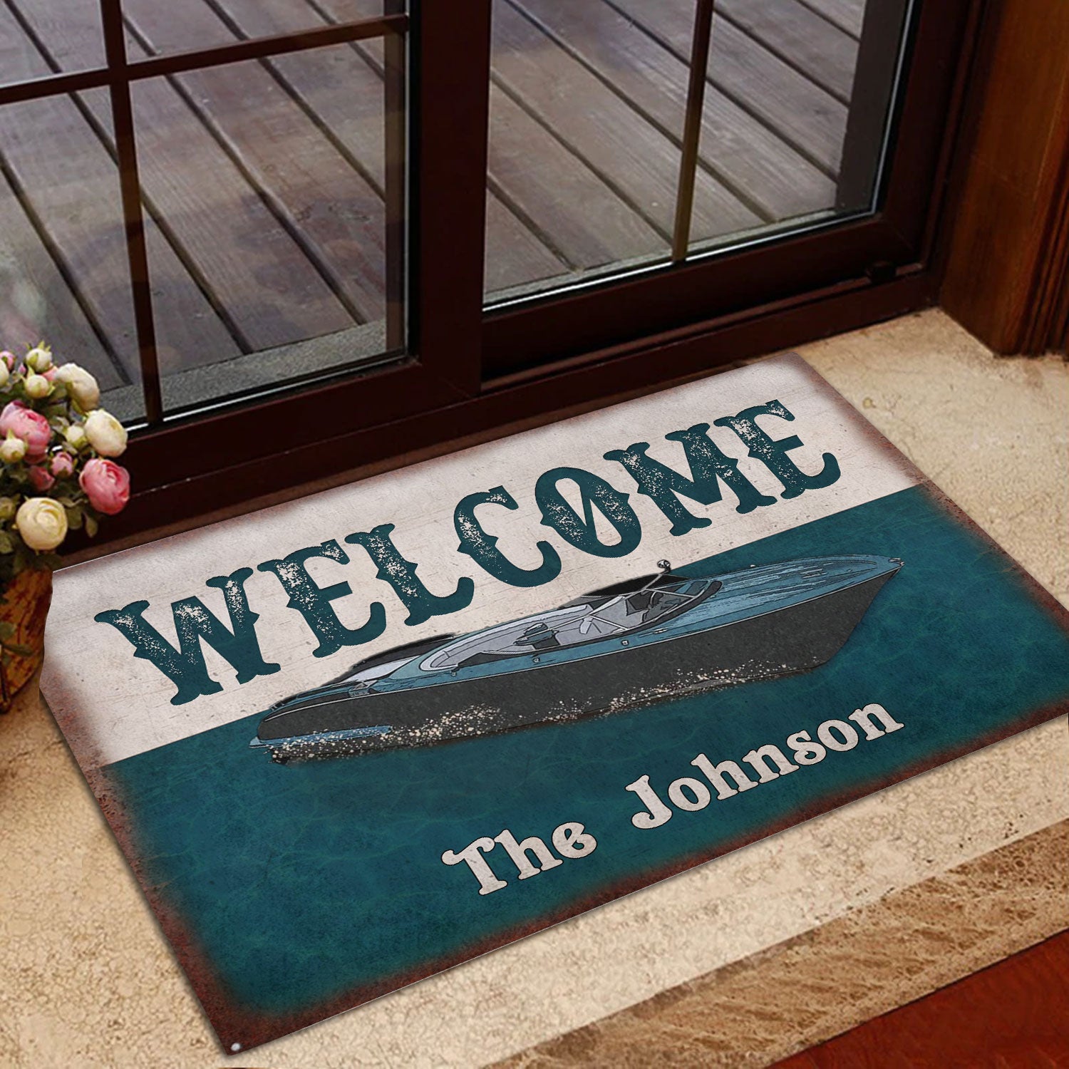 Ohaprints-Doormat-Outdoor-Indoor-Speed-Boats-Pontoons-Lake-House-Boat-Custom-Personalized-Name-Rubber-Door-Mat-1002-