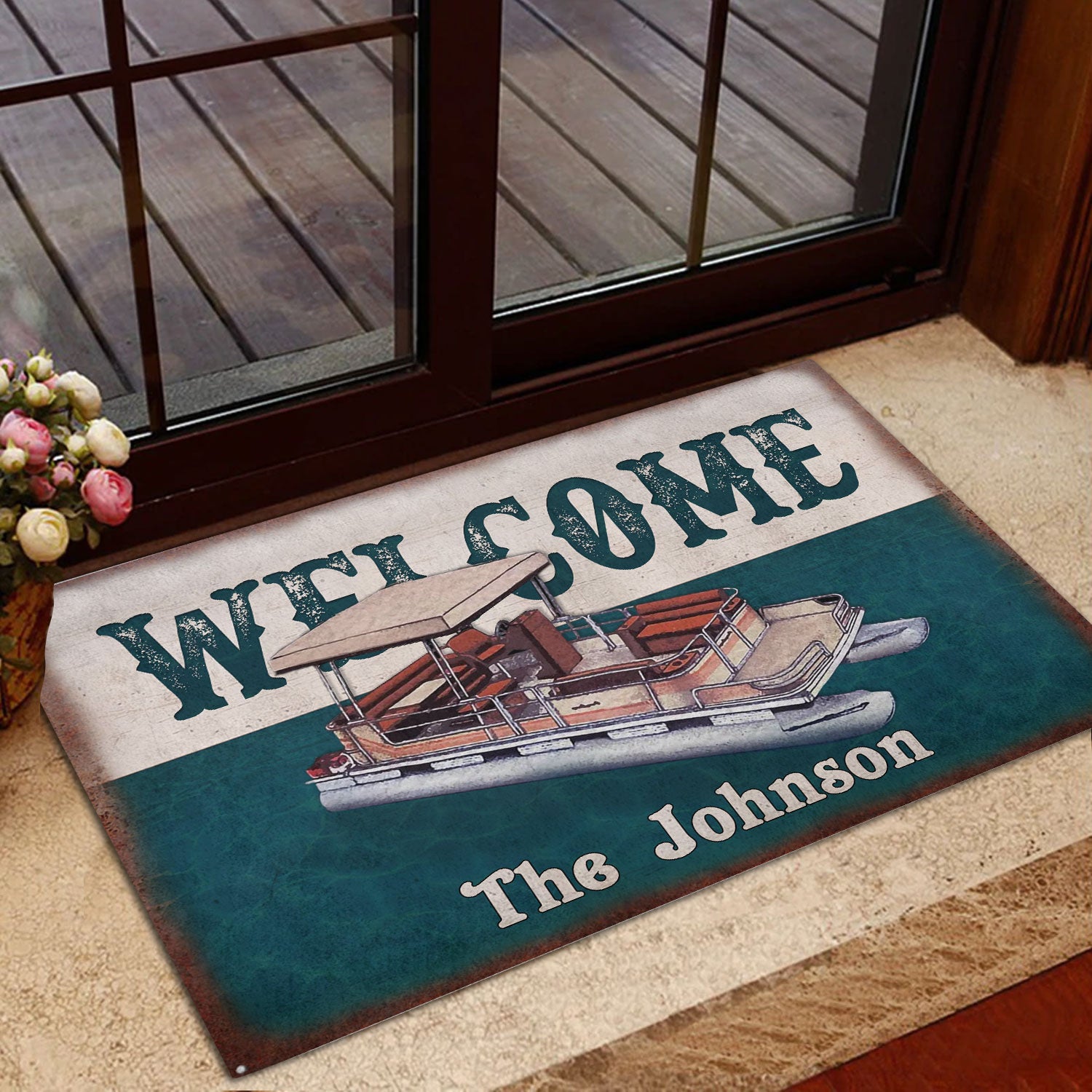 Ohaprints-Doormat-Outdoor-Indoor-Pontoon-Boats-Pontoons-Lake-House-Boat-Custom-Personalized-Name-Rubber-Door-Mat-1003-