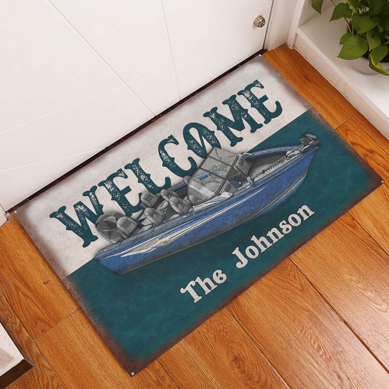 Ohaprints-Doormat-Outdoor-Indoor-Fishing-Boats-Pontoons-Lake-House-Boat-Custom-Personalized-Name-Rubber-Door-Mat-1006-