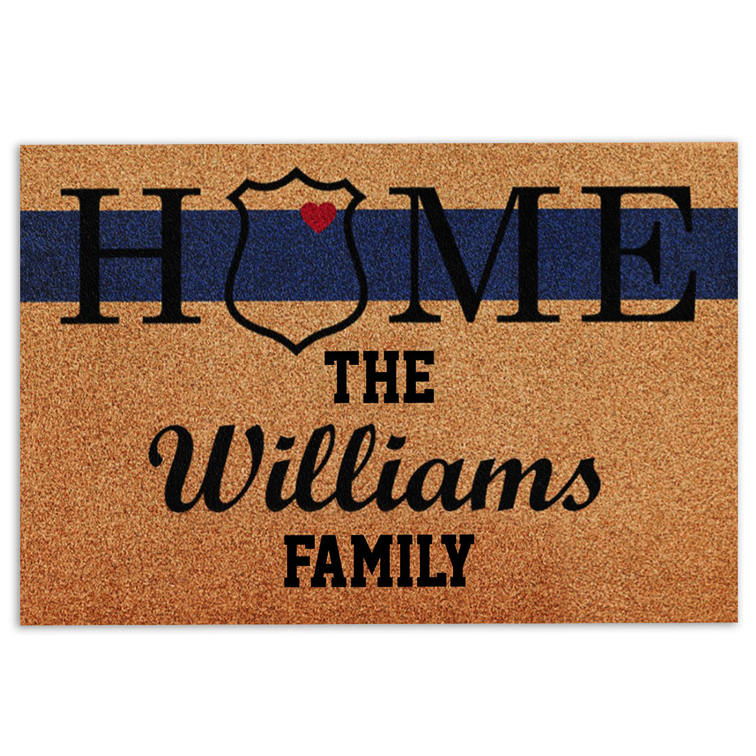 Ohaprints-Doormat-Outdoor-Indoor-Police-Welcome-Home-Blue-Thin-Line-Custom-Personalized-Name-Rubber-Door-Mat-1031-18'' x 30''