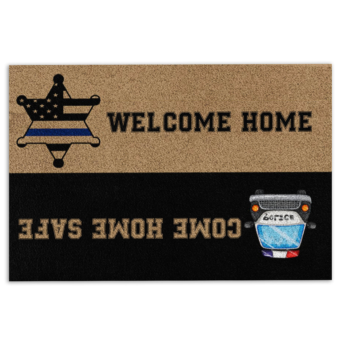 Ohaprints-Doormat-Outdoor-Indoor-Police-Welcome-Home-Come-Home-Safe-Custom-Personalized-Name-Rubber-Door-Mat-1035-18'' x 30''