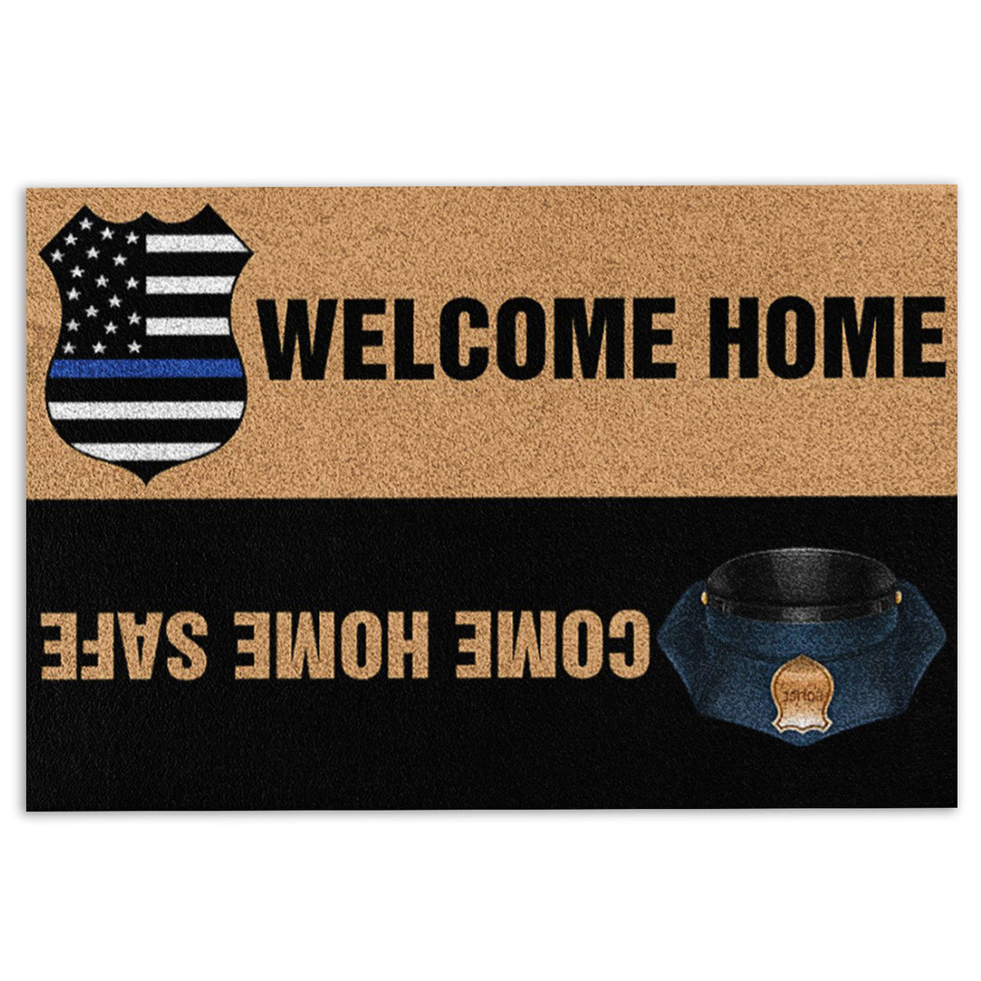 Ohaprints-Doormat-Outdoor-Indoor-Police-Welcome-Home-Blue-Thin-Line-Custom-Personalized-Name-Rubber-Door-Mat-1037-18'' x 30''