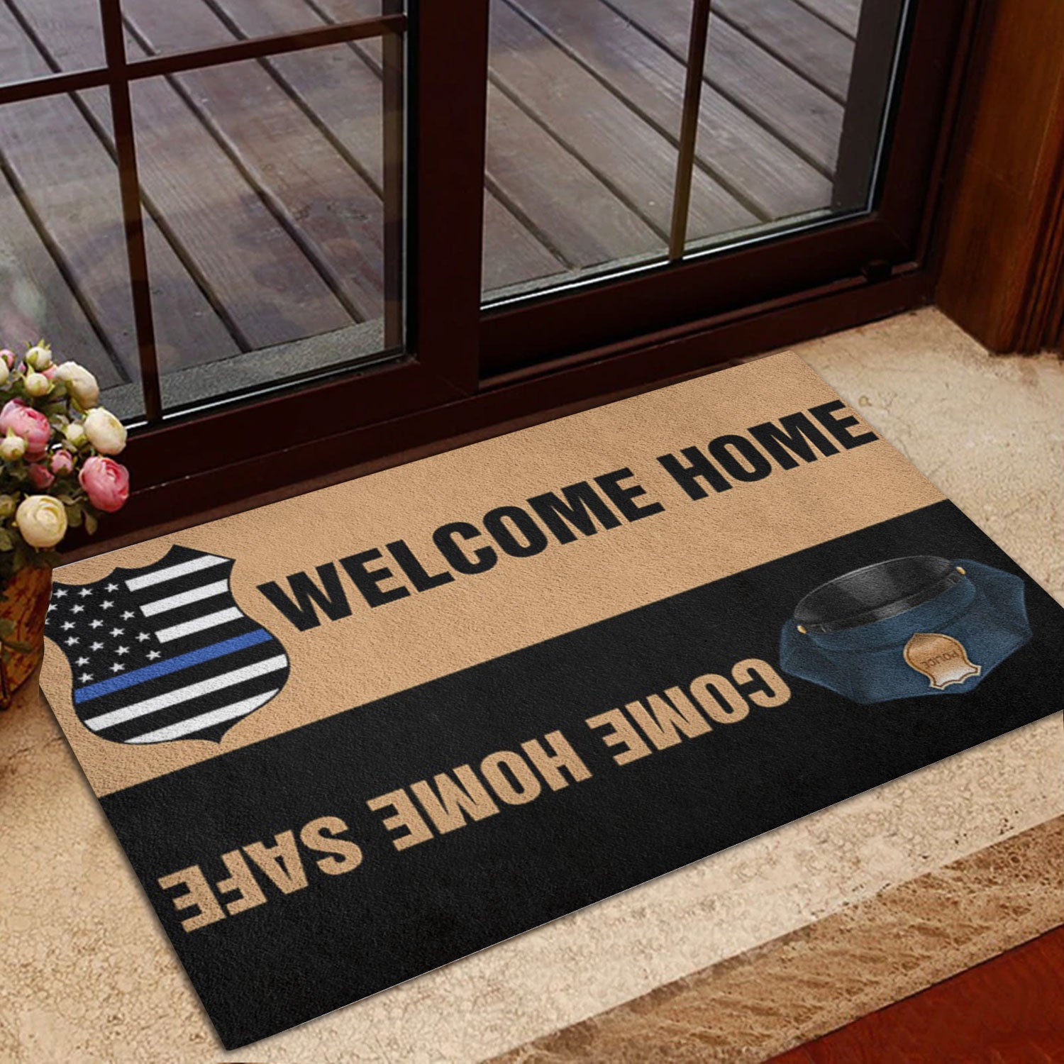 Ohaprints-Doormat-Outdoor-Indoor-Police-Welcome-Home-Blue-Thin-Line-Custom-Personalized-Name-Rubber-Door-Mat-1037-