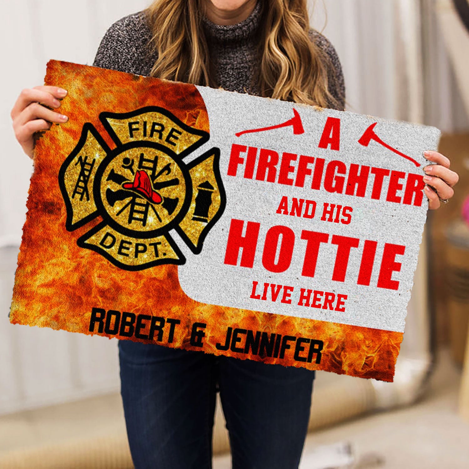 Ohaprints-Doormat-Outdoor-Indoor-Firefighter-And-His-Hottie-Live-Here-Custom-Personalized-Name-Rubber-Door-Mat-1038-