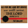 Ohaprints-Doormat-Outdoor-Indoor-Firefighter-We-Will-Serve-The-Lord-Custom-Personalized-Name-Rubber-Door-Mat-1042-18'' x 30''