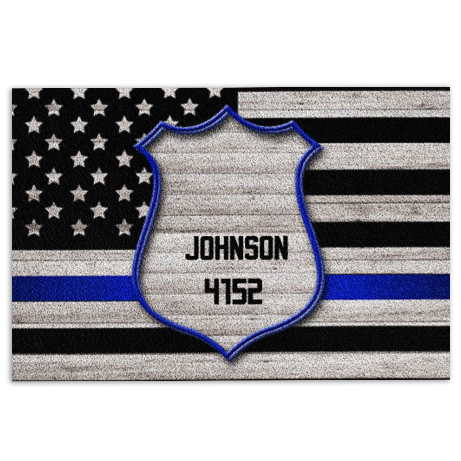 Ohaprints-Doormat-Outdoor-Indoor-Police-American-Flag-Back-The-Blue-Custom-Personalized-Name-Rubber-Door-Mat-1045-18'' x 30''