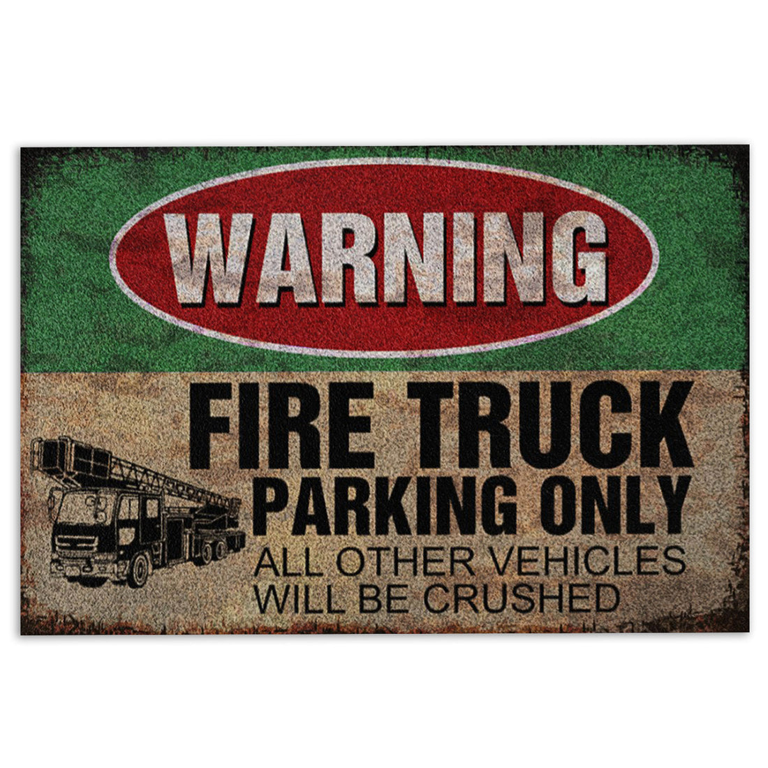 Ohaprints-Doormat-Outdoor-Indoor-Firefighter-Fire-Truck-Parking-Only-Back-The-Red-Thin-Red-Line-Rubber-Door-Mat-1046-18'' x 30''