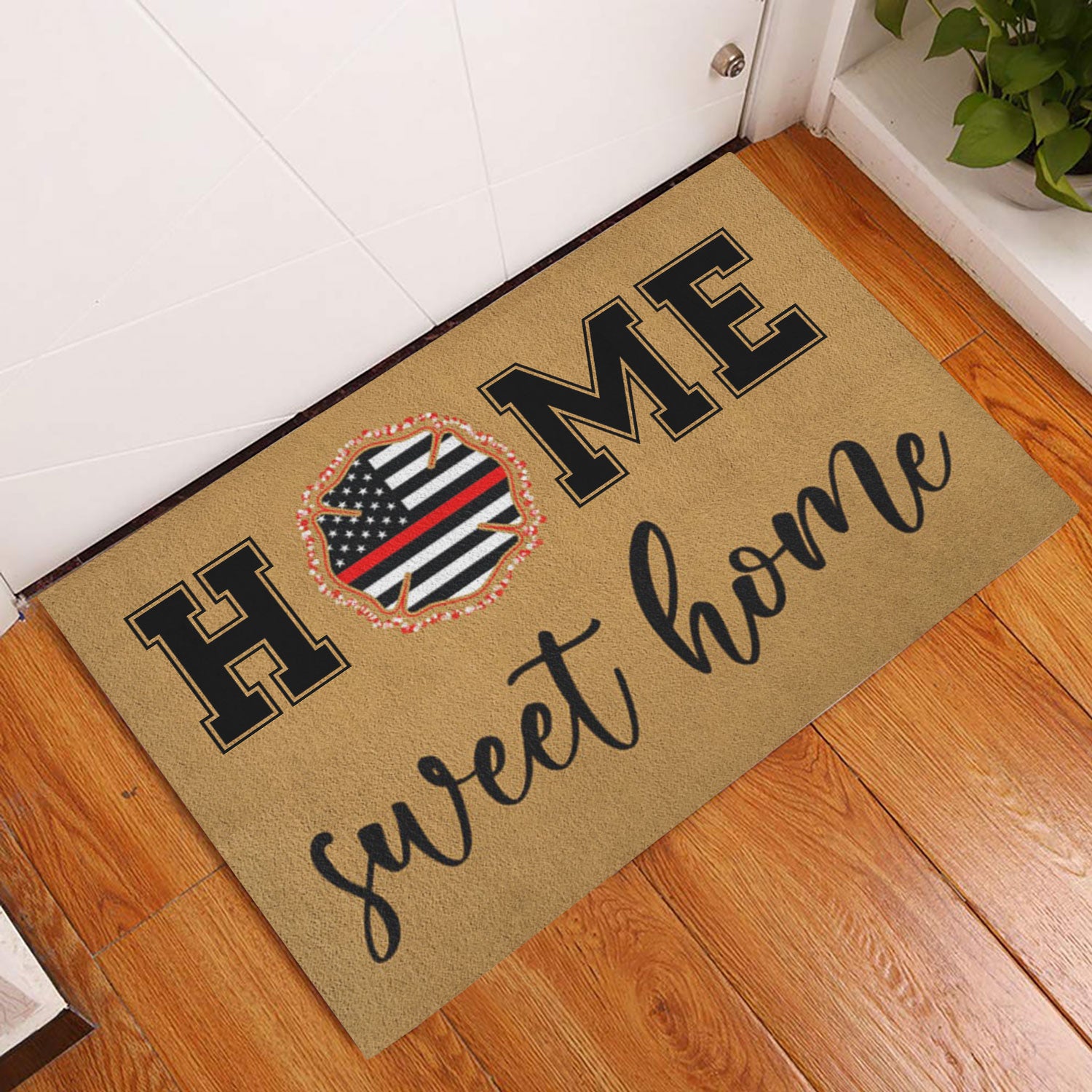 Ohaprints-Doormat-Outdoor-Indoor-Firefighter-Home-Sweet-Home-Fireman-Custom-Personalized-Name-Rubber-Door-Mat-1049-