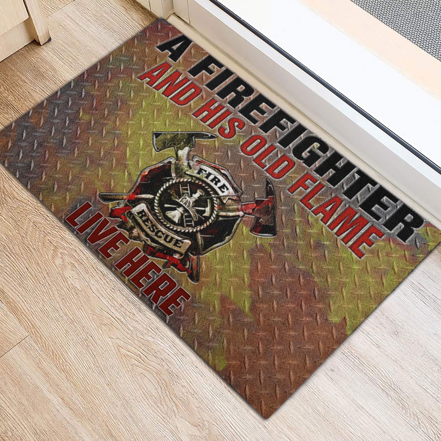 Ohaprints-Doormat-Outdoor-Indoor-A-Firefighter-And-His-Old-Flame-Live-Here-Rubber-Door-Mat-1051-