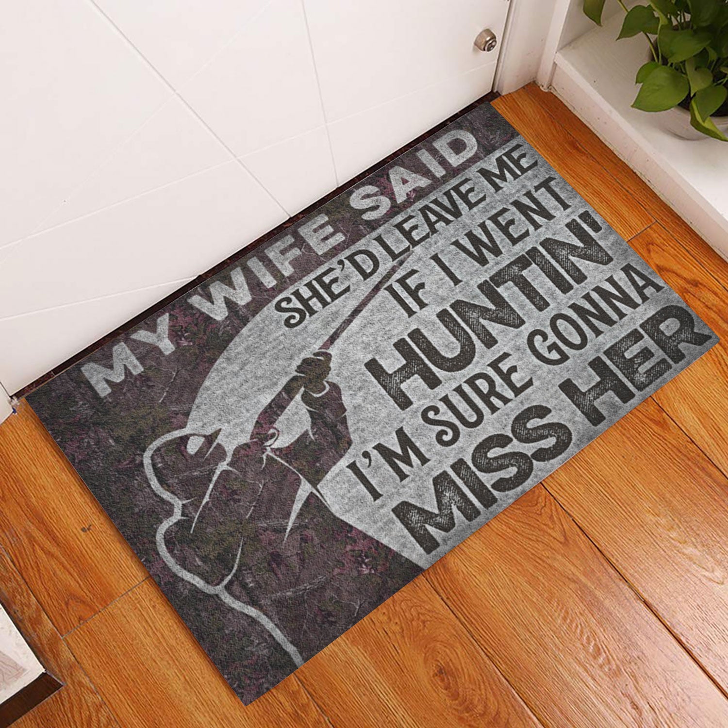 Ohaprints-Doormat-Outdoor-Indoor-Hunting-Hunter-My-Wife-Said-Huntin'-Custom-Personalized-Name-Rubber-Door-Mat-1055-