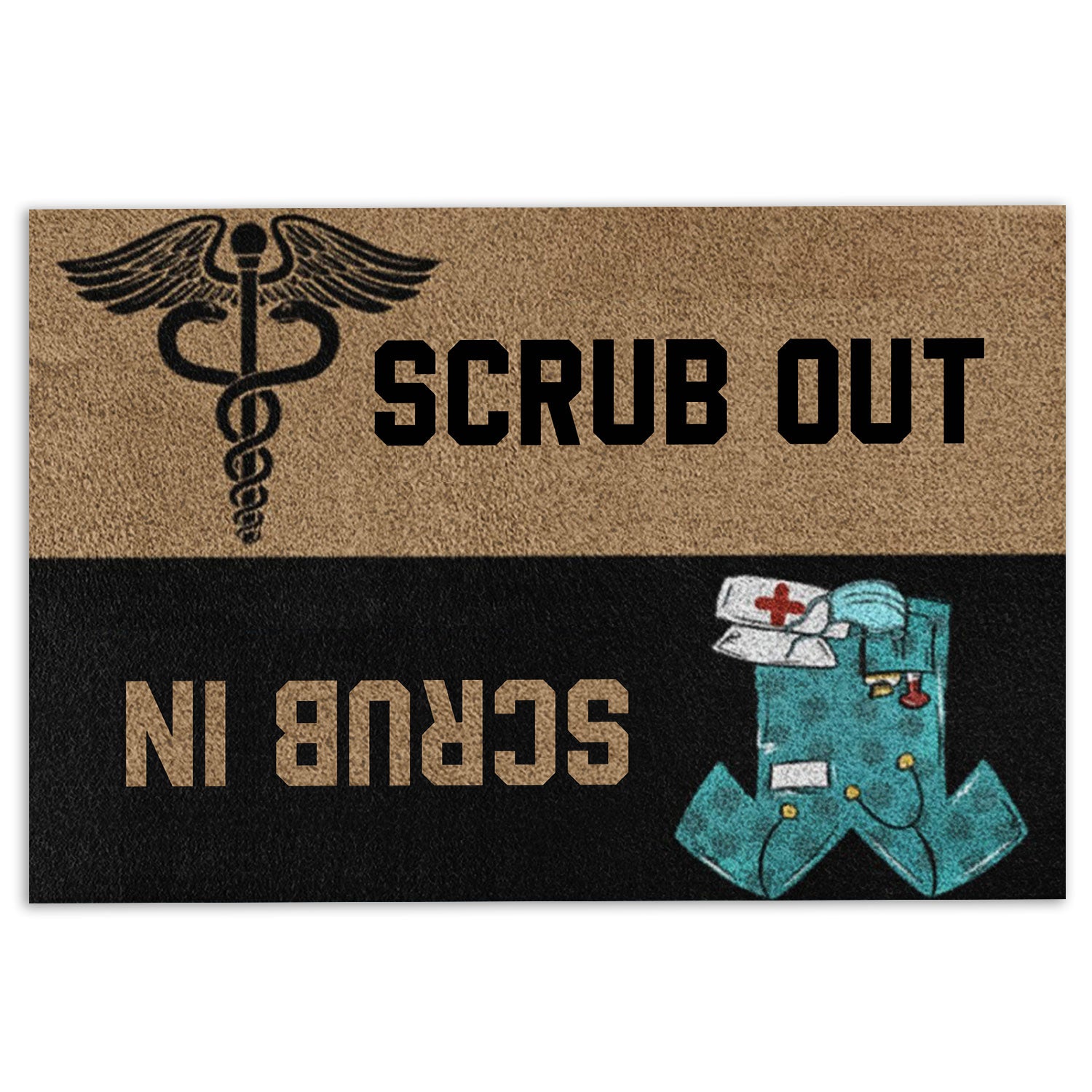 Ohaprints-Doormat-Outdoor-Indoor-Nurse-Scrub-Out-Scrub-In-Nurse-Caduceus-Uniform-Nurse-Rubber-Door-Mat-1060-18'' x 30''