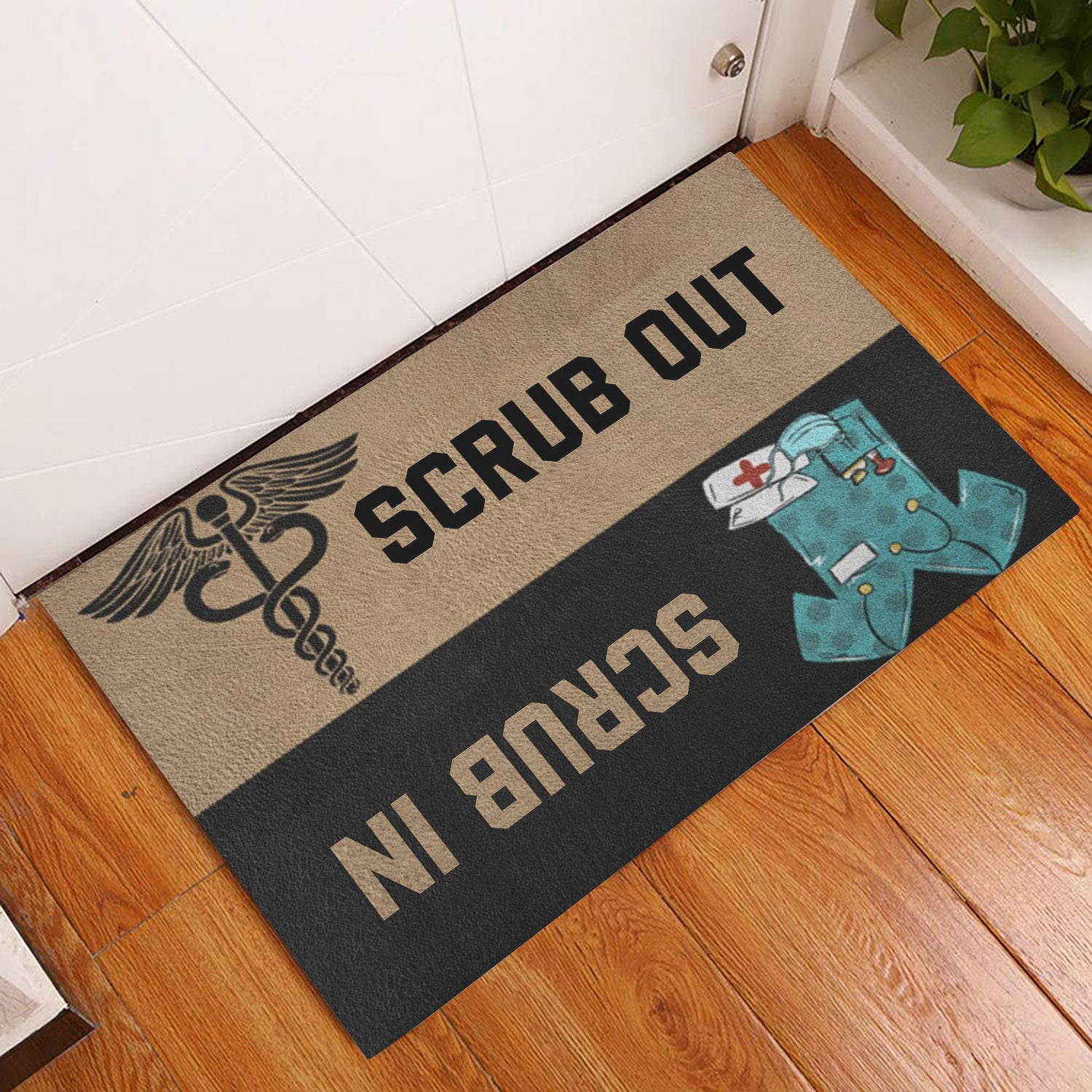 Ohaprints-Doormat-Outdoor-Indoor-Nurse-Scrub-Out-Scrub-In-Nurse-Caduceus-Uniform-Nurse-Rubber-Door-Mat-1060-