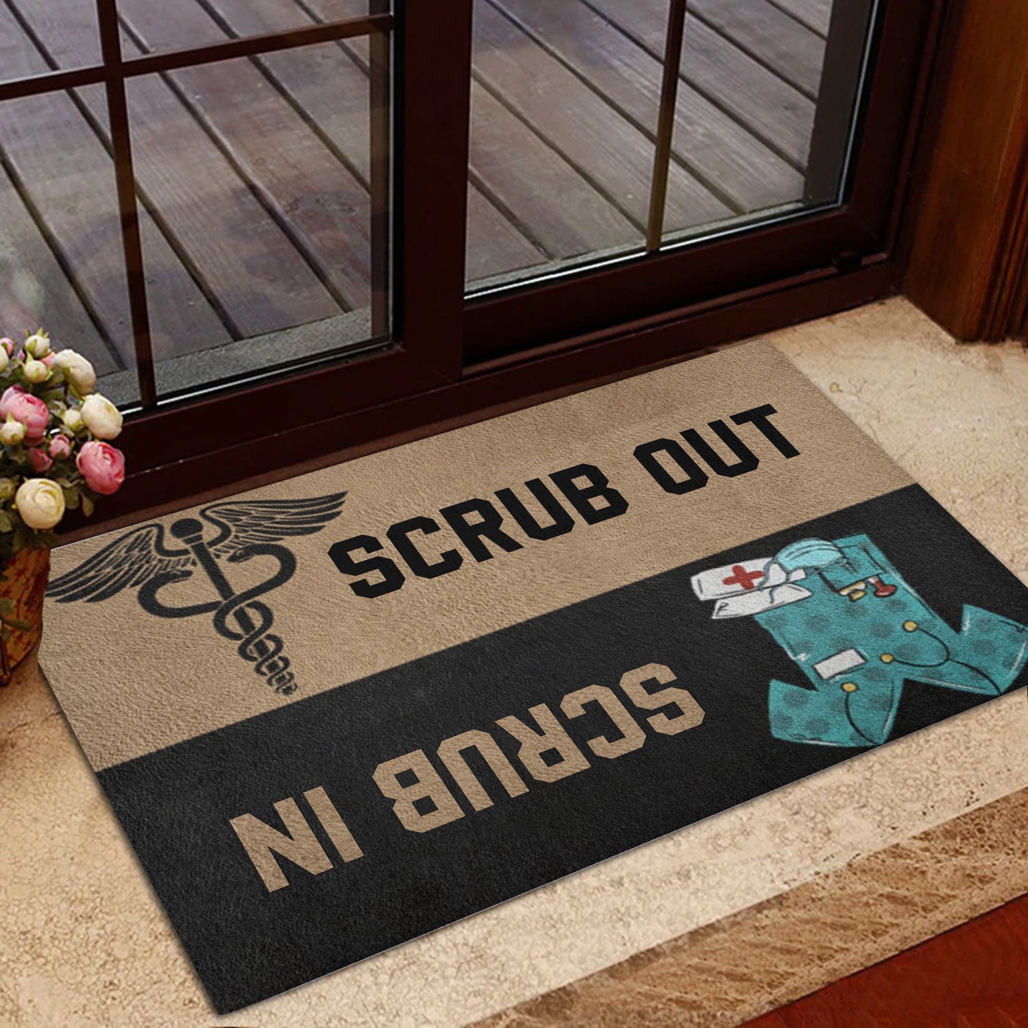 Ohaprints-Doormat-Outdoor-Indoor-Nurse-Scrub-Out-Scrub-In-Nurse-Caduceus-Uniform-Nurse-Rubber-Door-Mat-1060-