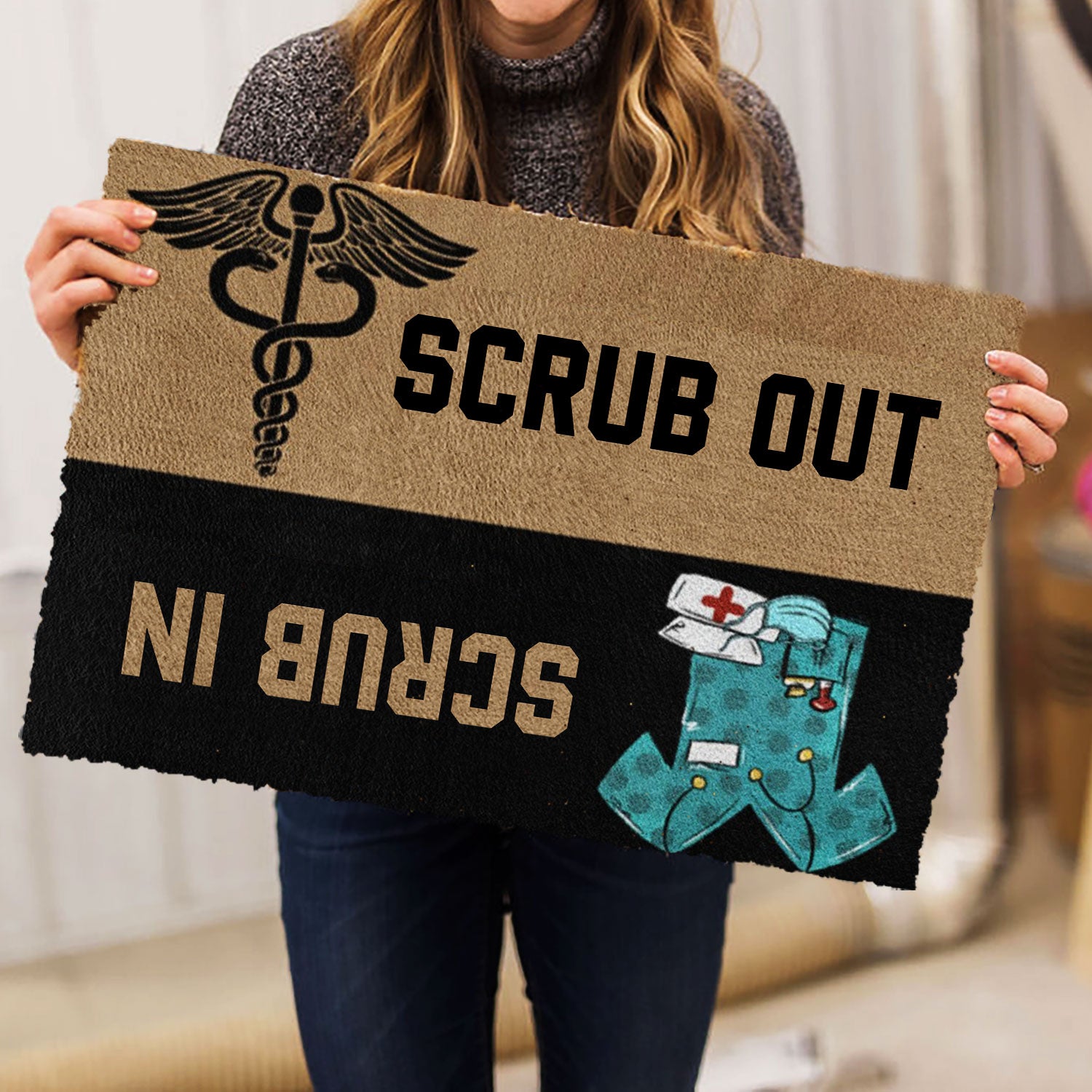 Ohaprints-Doormat-Outdoor-Indoor-Nurse-Scrub-Out-Scrub-In-Nurse-Caduceus-Uniform-Nurse-Rubber-Door-Mat-1060-