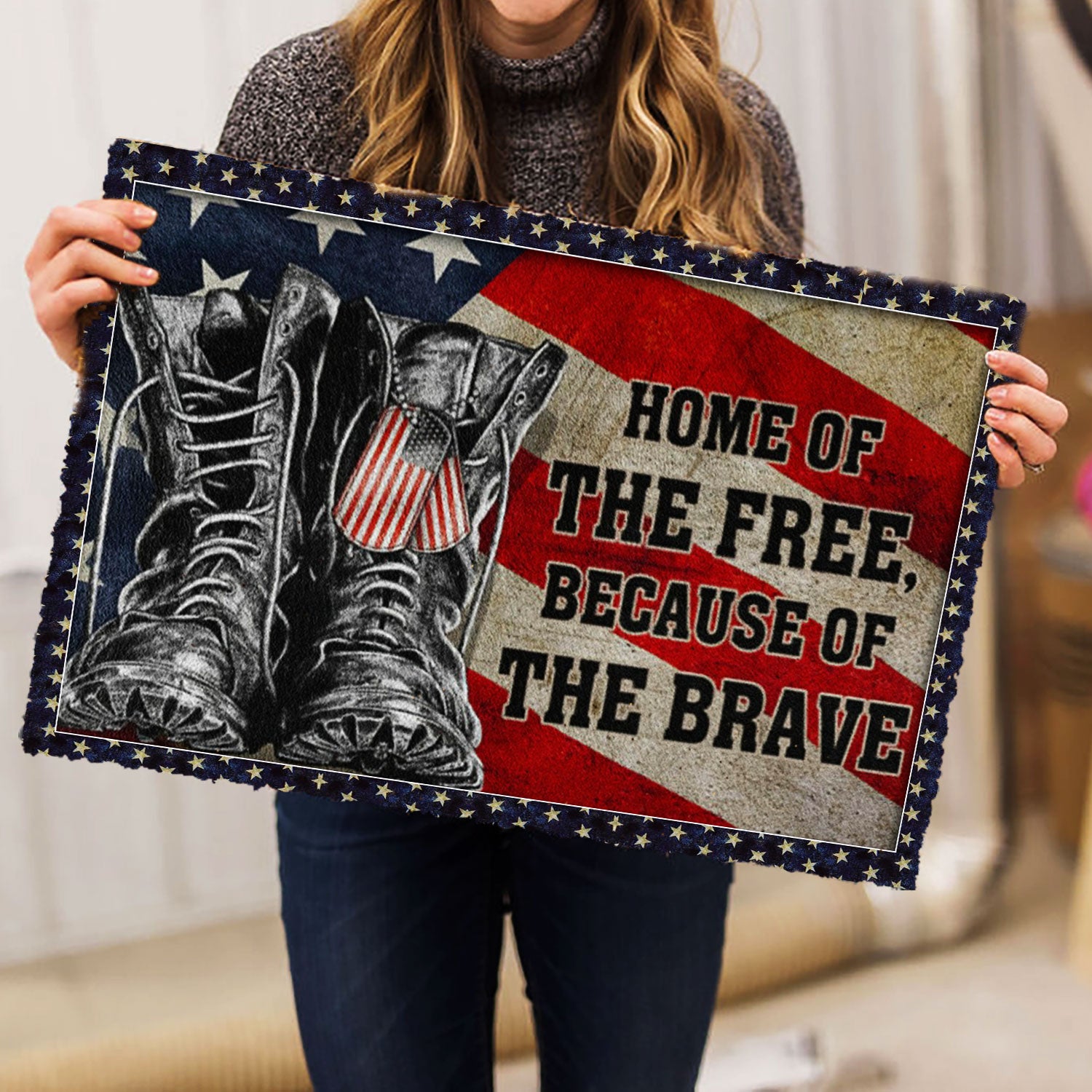 Ohaprints-Doormat-Outdoor-Indoor-Veteran-The-Brave-Home-Of-The-Free-Proud-Veteran-Rubber-Door-Mat-1064-