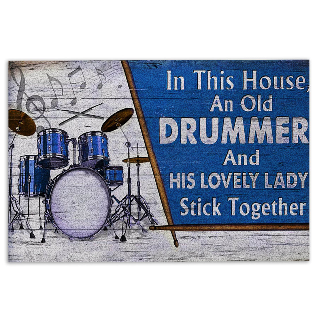 Ohaprints-Doormat-Outdoor-Indoor-Drummer-His-Lovely-Lady-Stick-Together-Custom-Personalized-Name-Rubber-Door-Mat-1077-18'' x 30''