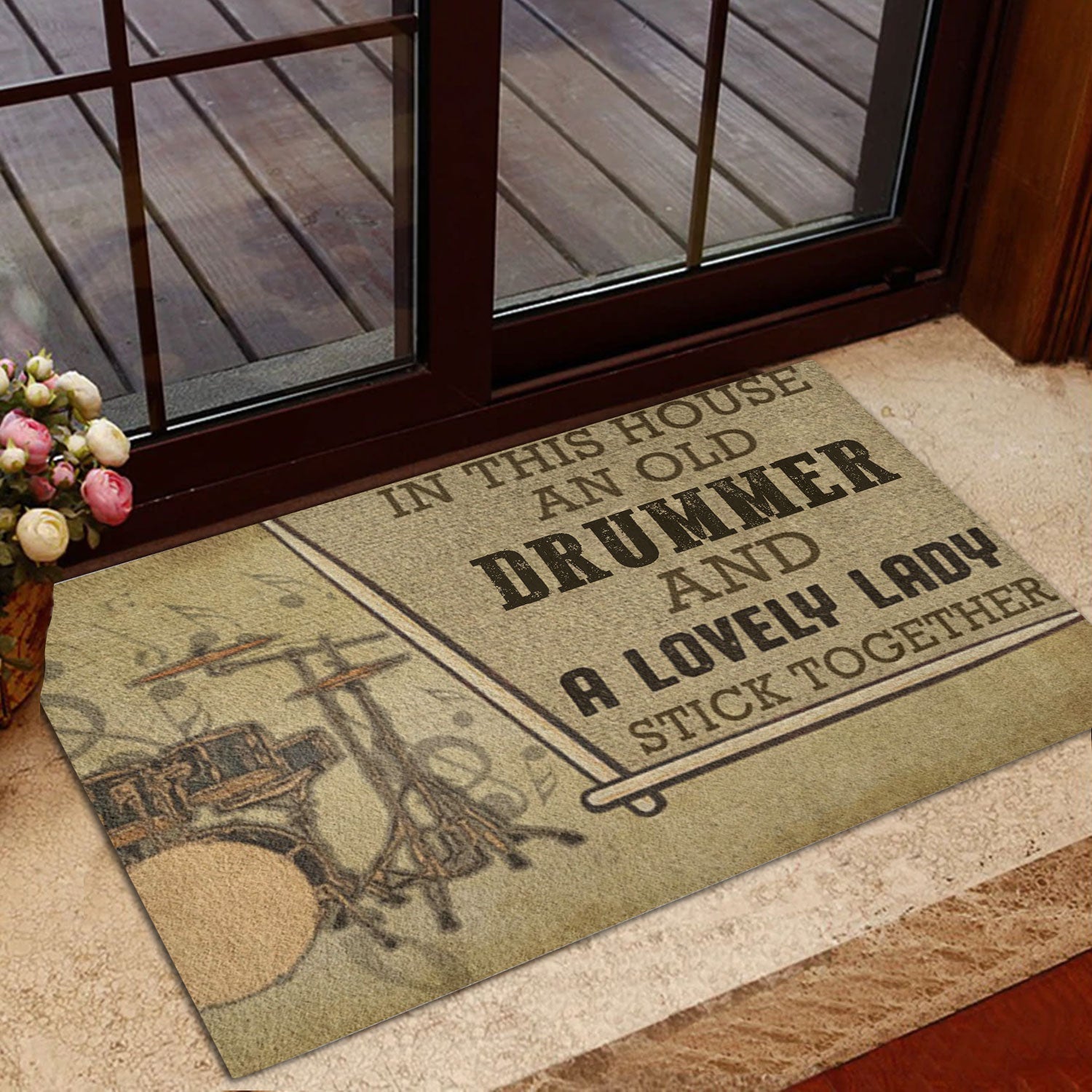 Ohaprints-Doormat-Outdoor-Indoor-Drummer--Lovely-Lady-Stick-Together-Custom-Personalized-Name-Rubber-Door-Mat-1080-