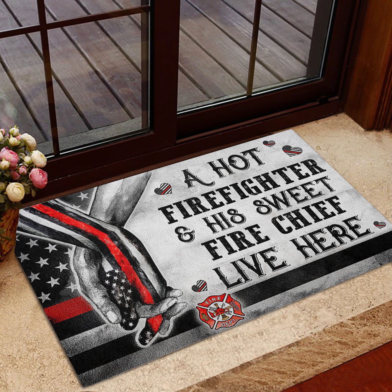 Ohaprints-Doormat-Outdoor-Indoor-Hot-Firefighter--His-Sweet-Fire-Chief-Custom-Personalized-Name-Rubber-Door-Mat-1082-