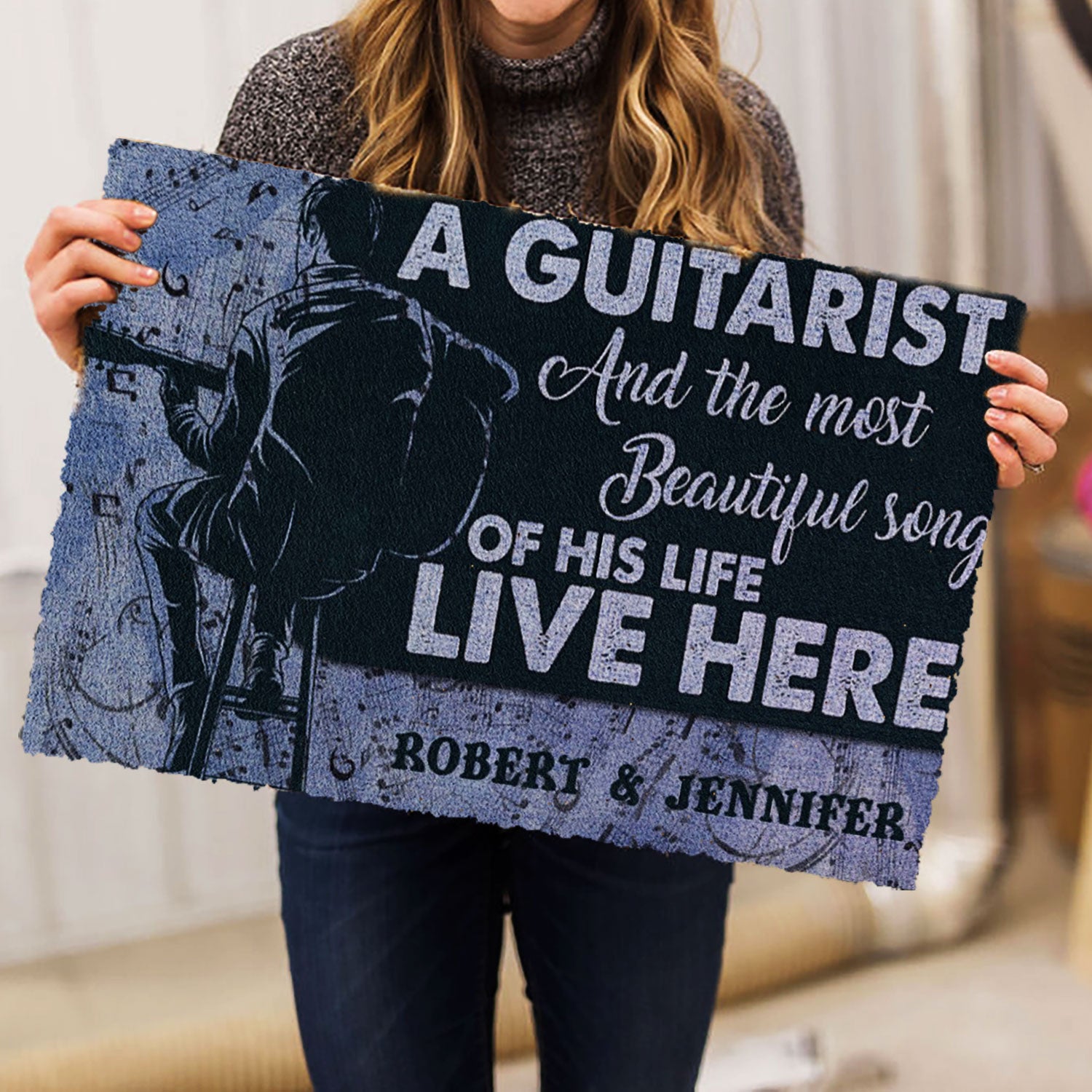 Ohaprints-Doormat-Outdoor-Indoor-A-Guitarist-And-The-Most-Beautiful-Song-Custom-Personalized-Name-Rubber-Door-Mat-1092-