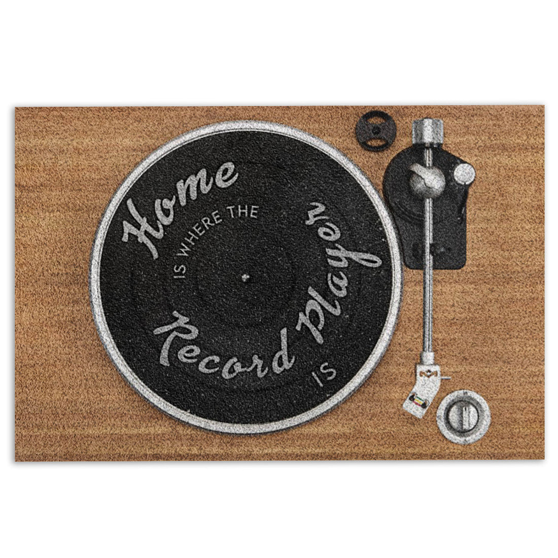 Ohaprints-Doormat-Outdoor-Indoor-Home-Is-Where-The-Record-Player-Is-Rubber-Door-Mat-1093-18'' x 30''