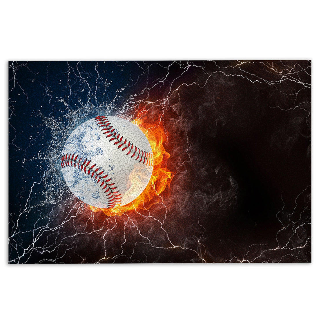 Ohaprints-Doormat-Outdoor-Indoor-Night-Baseball-Ball-In-Fire-And-Water-Thunder-Lightening-Rubber-Door-Mat-1114-18'' x 30''