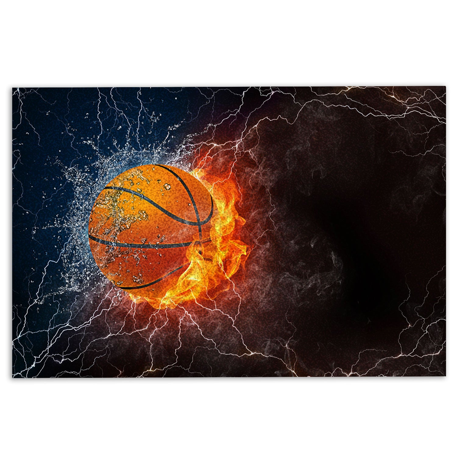 Ohaprints-Doormat-Outdoor-Indoor-Night-Basketball-Ball-In-Fire-And-Water-Thunder-Lightening-Rubber-Door-Mat-1118-18'' x 30''