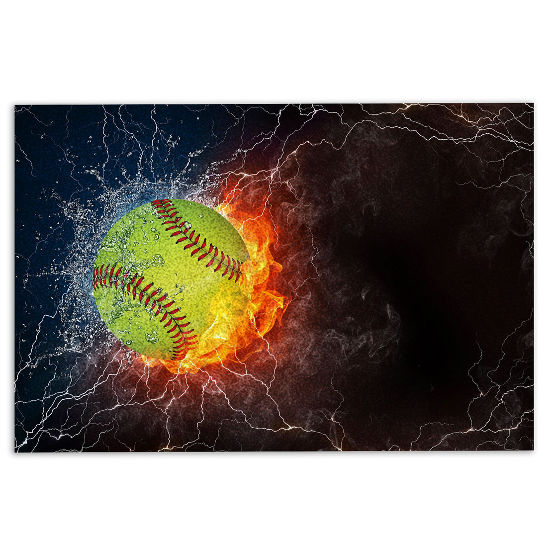 Ohaprints-Doormat-Outdoor-Indoor-Night-Softball-Ball-In-Fire-And-Water-Thunder-Lightening-Rubber-Door-Mat-1120-18'' x 30''