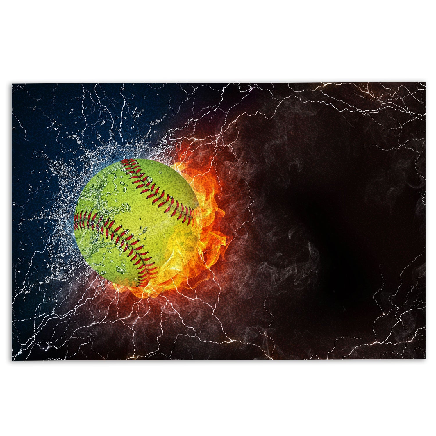 Ohaprints-Doormat-Outdoor-Indoor-Night-Softball-Ball-In-Fire-And-Water-Thunder-Lightening-Rubber-Door-Mat-1120-18'' x 30''