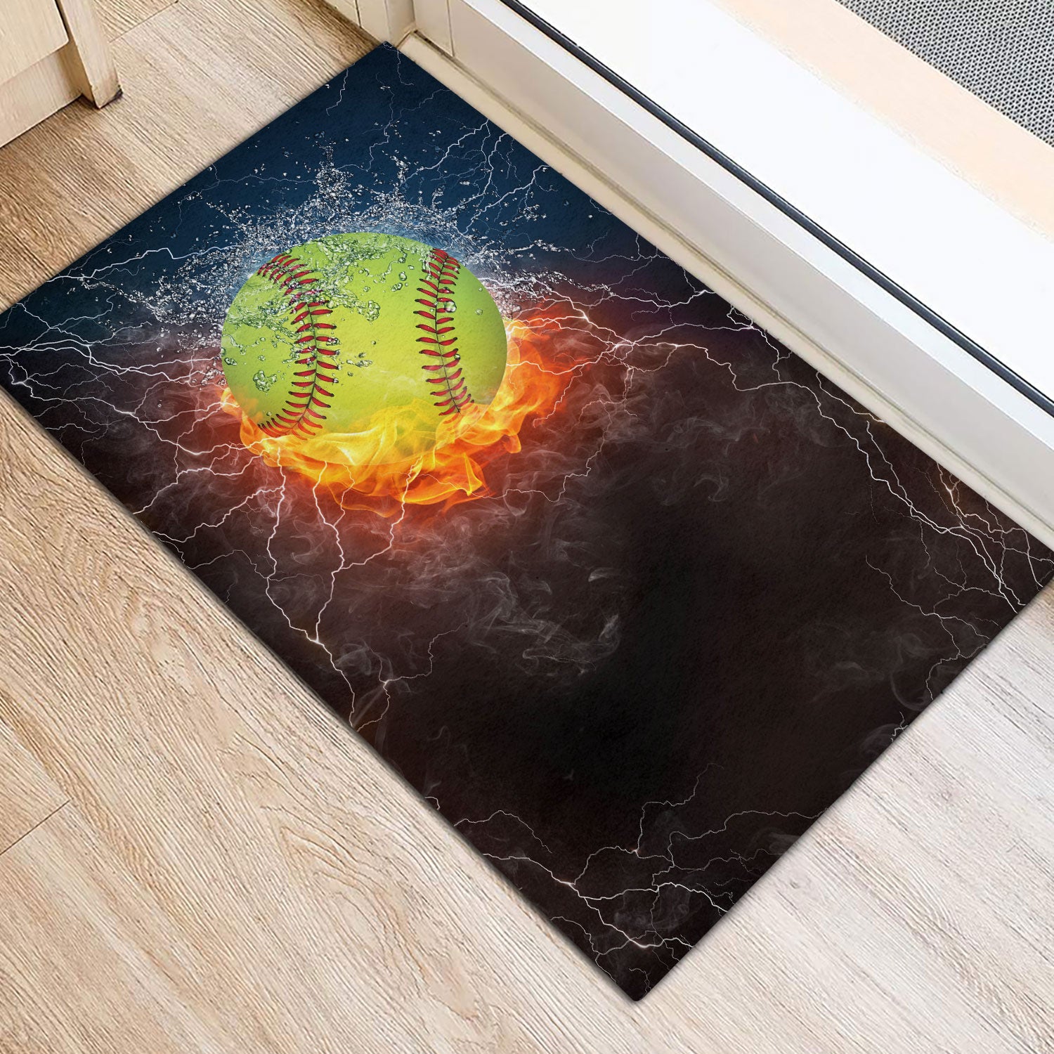 Ohaprints-Doormat-Outdoor-Indoor-Night-Softball-Ball-In-Fire-And-Water-Thunder-Lightening-Rubber-Door-Mat-1120-