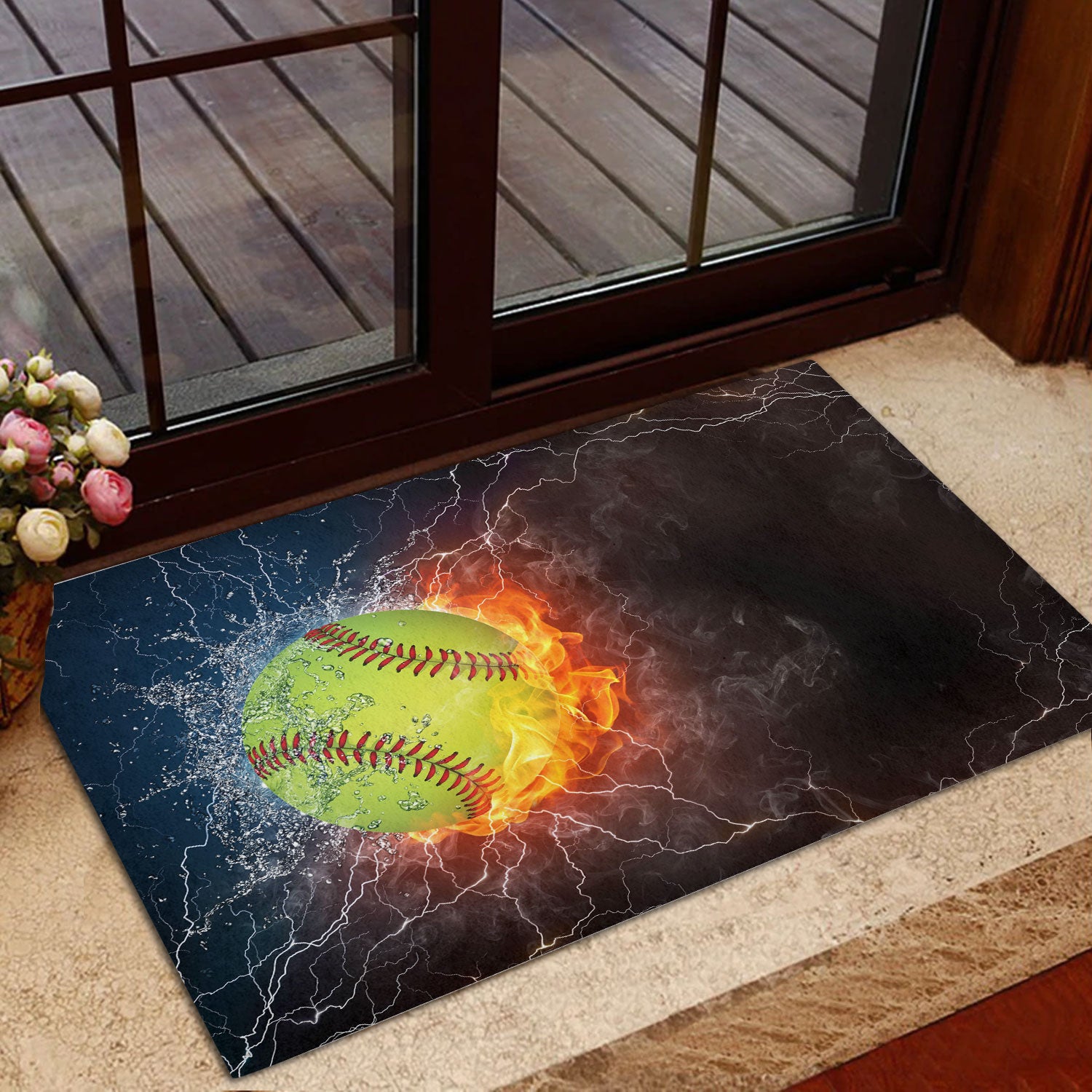 Ohaprints-Doormat-Outdoor-Indoor-Night-Softball-Ball-In-Fire-And-Water-Thunder-Lightening-Rubber-Door-Mat-1120-