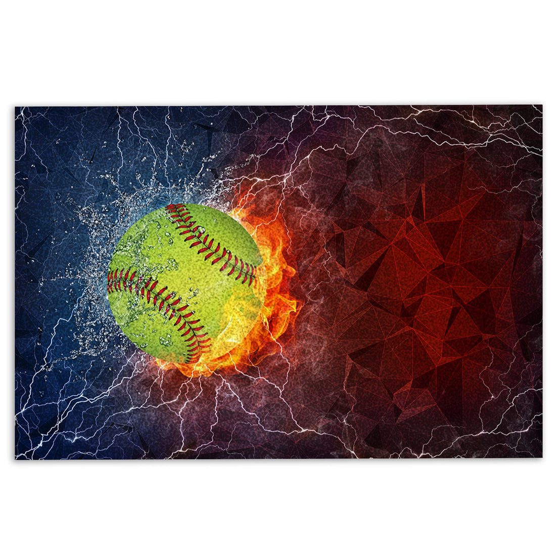 Ohaprints-Doormat-Outdoor-Indoor-Softball-Ball-In-Fire-And-Water-Thunder-Lightening-Rubber-Door-Mat-1121-18'' x 30''