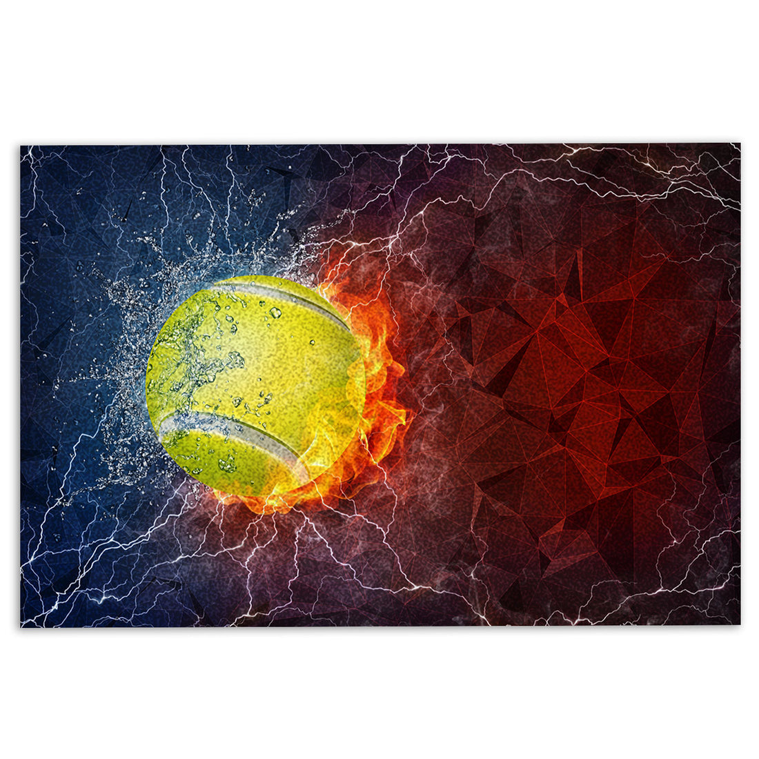 Ohaprints-Doormat-Outdoor-Indoor-Tennis-Ball-In-Fire-And-Water-Thunder-Lightening-Rubber-Door-Mat-1123-18'' x 30''