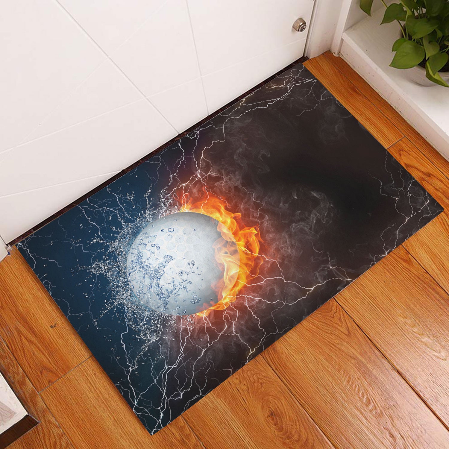 Ohaprints-Doormat-Outdoor-Indoor-Golf-Ball-In-Fire-And-Water-Thunder-Lightening-Rubber-Door-Mat-1129-