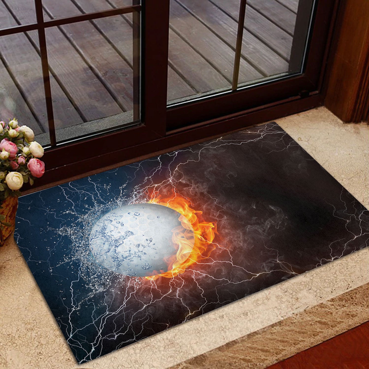 Ohaprints-Doormat-Outdoor-Indoor-Golf-Ball-In-Fire-And-Water-Thunder-Lightening-Rubber-Door-Mat-1129-