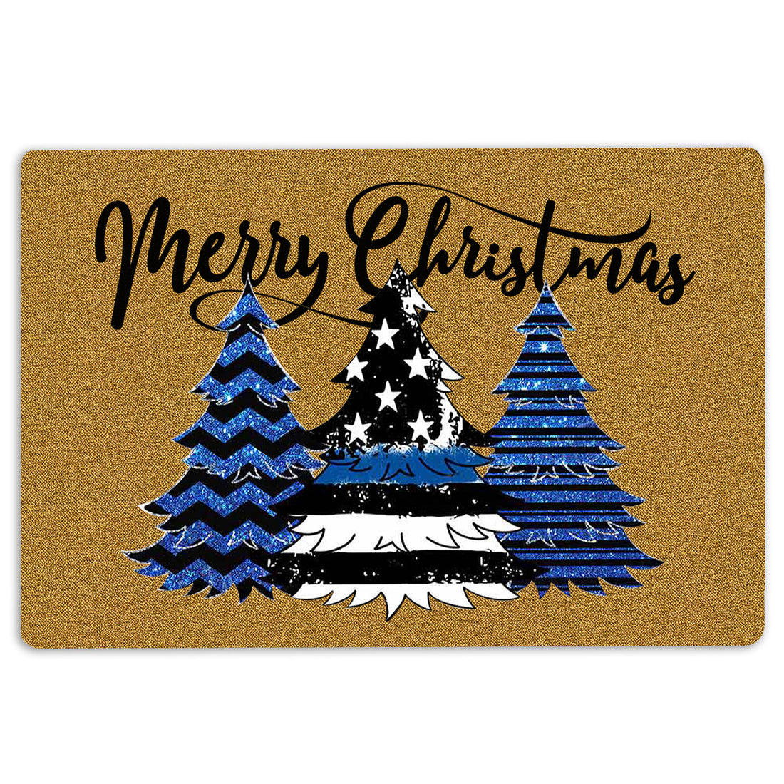 Ohaprints-Doormat-Outdoor-Indoor-Merry-Christmas-Police-Officer-Christmas-Tree-Thin-Blue-Line-Rubber-Door-Mat-2007-18'' x 30''