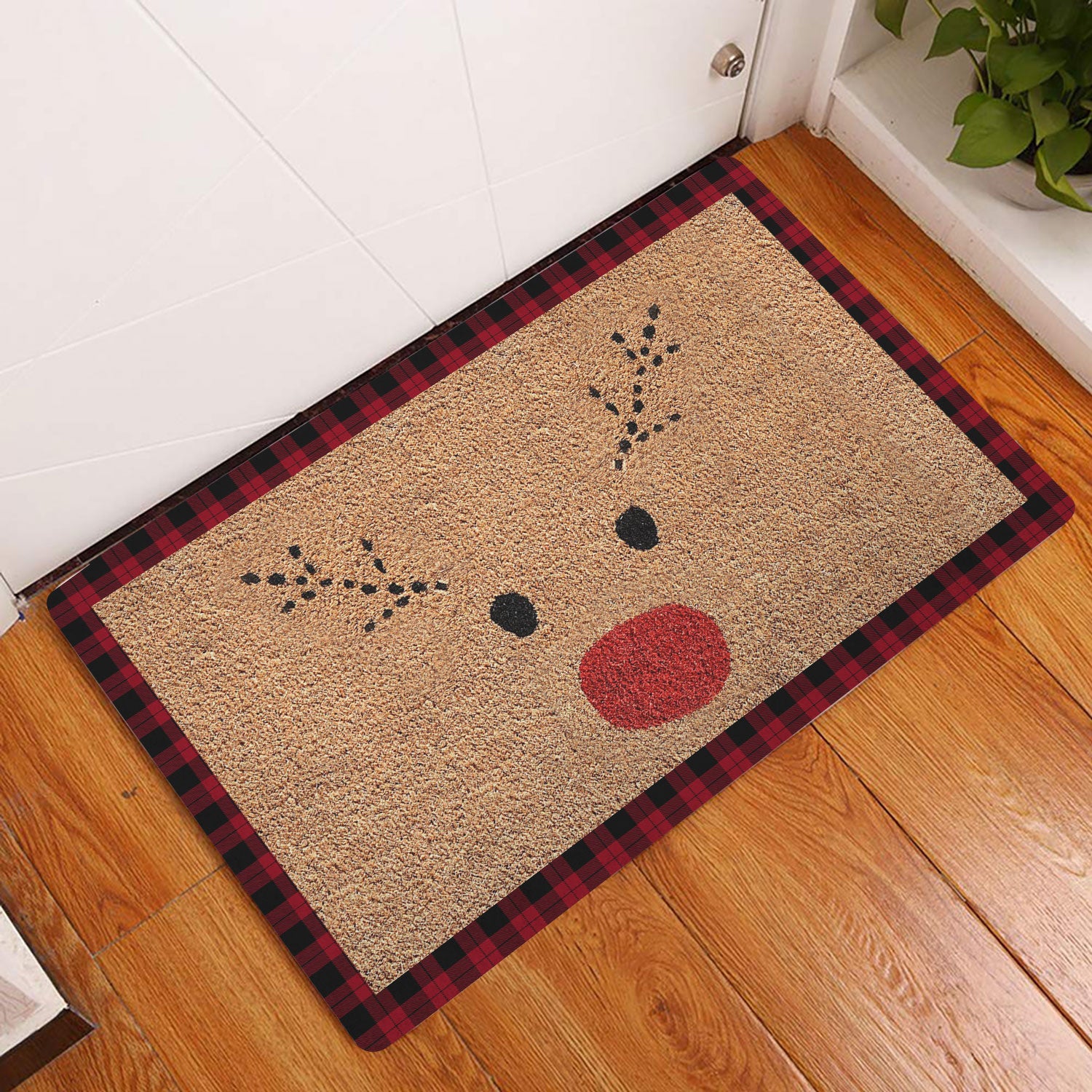 Ohaprints-Doormat-Outdoor-Indoor-Merrry-Christmas-Cute-Rudolph-Red-Buffalo-Plaid-Xmas-Holiday-Rubber-Door-Mat-2012-