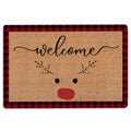 Ohaprints-Doormat-Outdoor-Indoor-Merrry-Christmas-Rudolph-Welcome-Red-Buffalo-Plaid-Xmas-Holiday-Rubber-Door-Mat-2013-18'' x 30''