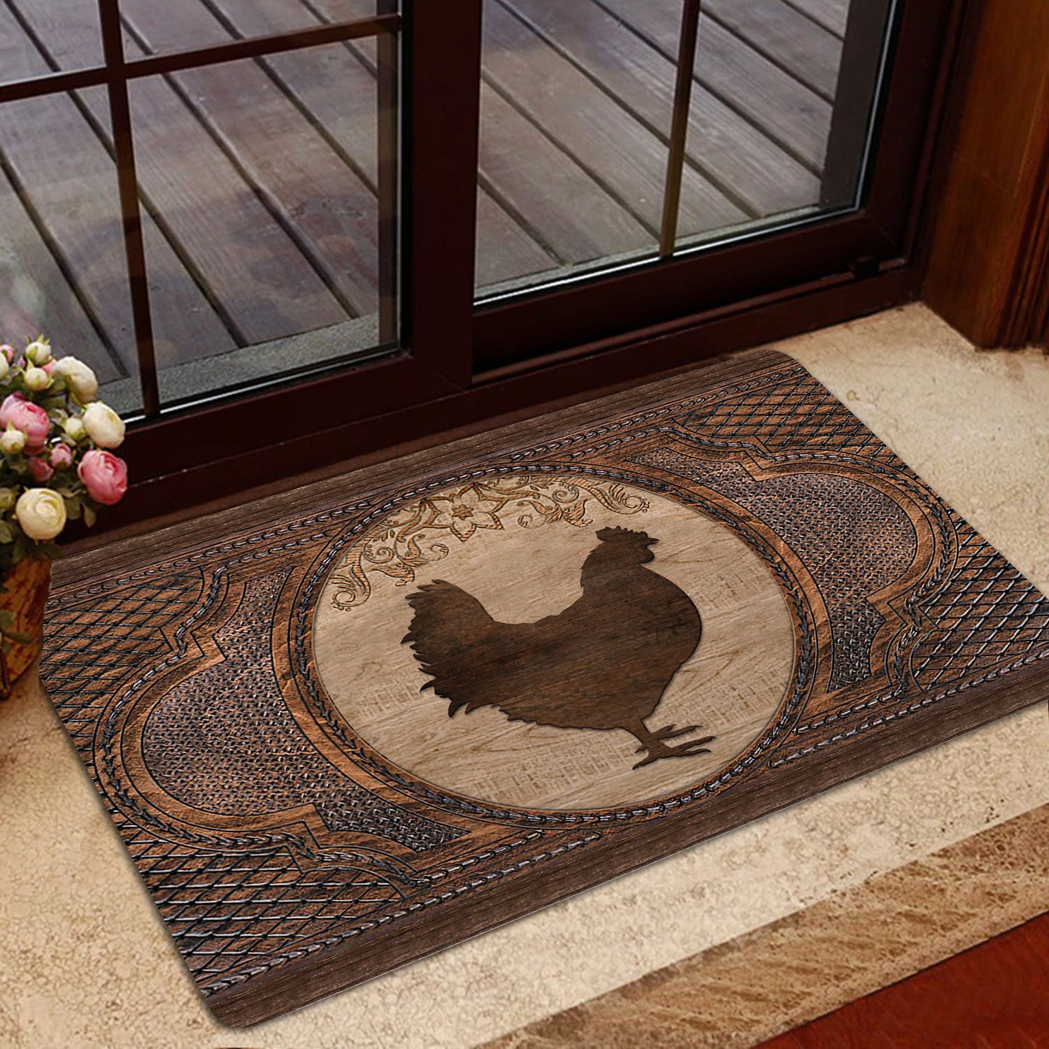 Ohaprints-Doormat-Outdoor-Indoor-Chicken-Sculpture-Wood-Pattern-Farm-Animal-Rubber-Door-Mat-58-