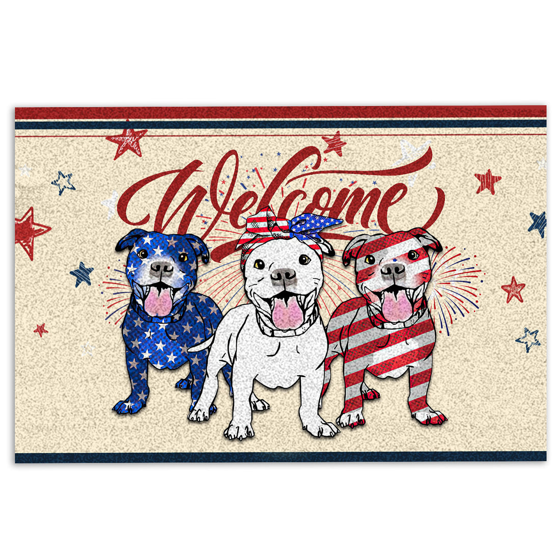 Ohaprints-Doormat-Outdoor-Indoor-Pitbull-Dog-Patriotic-American-4Th-Of-July-Independence-Day-Rubber-Door-Mat-1138-18'' x 30''