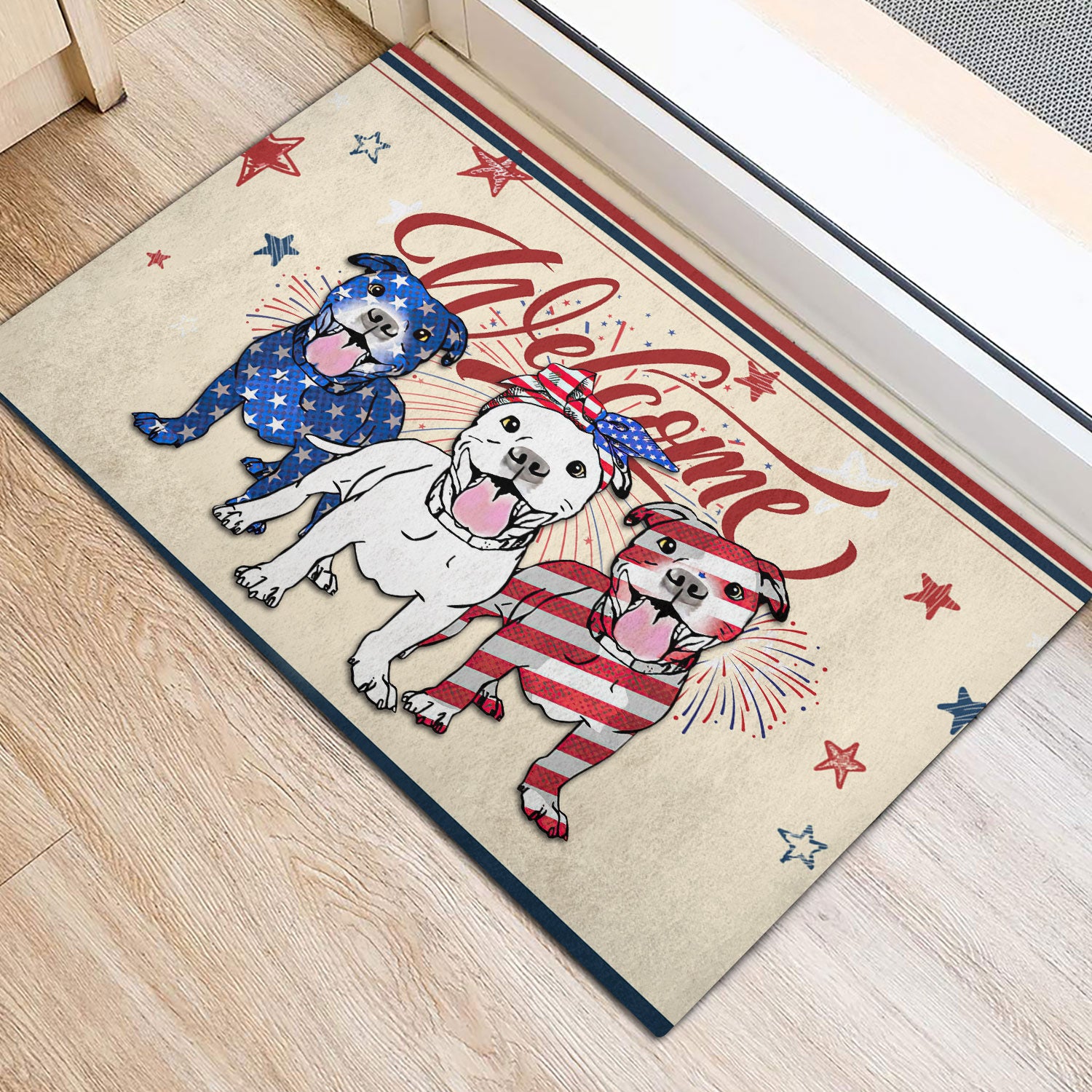 Ohaprints-Doormat-Outdoor-Indoor-Pitbull-Dog-Patriotic-American-4Th-Of-July-Independence-Day-Rubber-Door-Mat-1138-