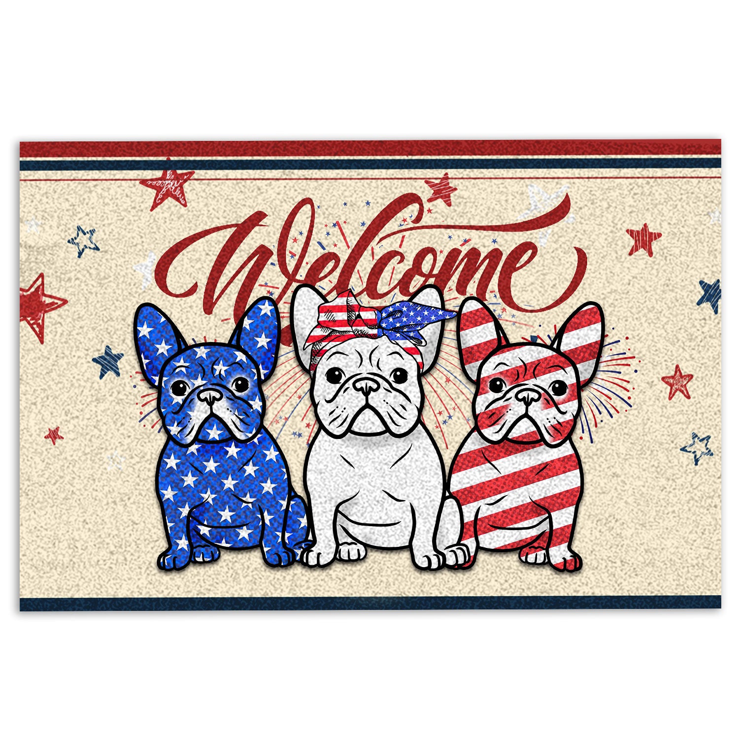 Ohaprints-Doormat-Outdoor-Indoor-French-Bulldog-American-Patriotic-4Th-Of-July-Independence-Day-Rubber-Door-Mat-1139-18'' x 30''