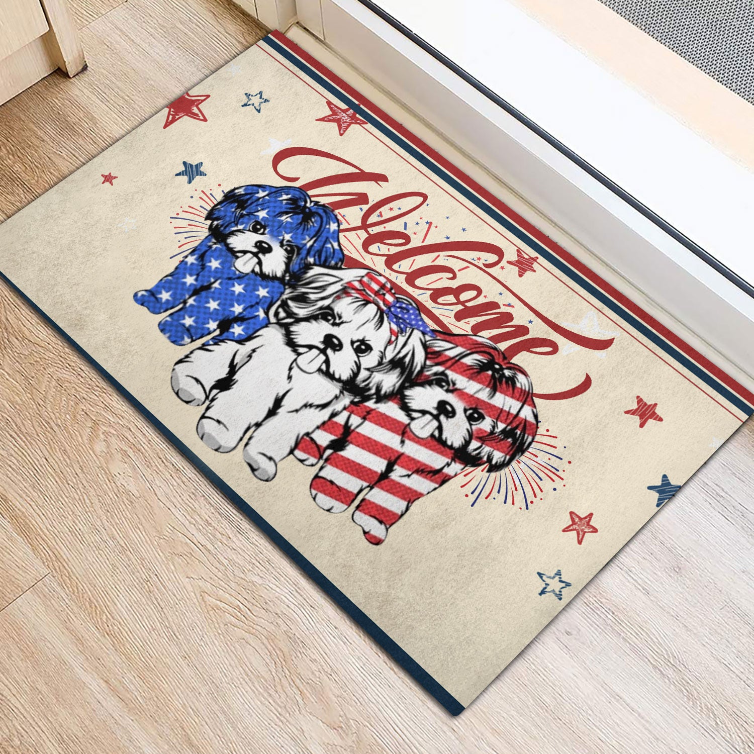 Ohaprints-Doormat-Outdoor-Indoor-Shih-Tzu-Shitzu-Patriotic-American-4Th-Of-July-Independence-Day-Rubber-Door-Mat-1141-