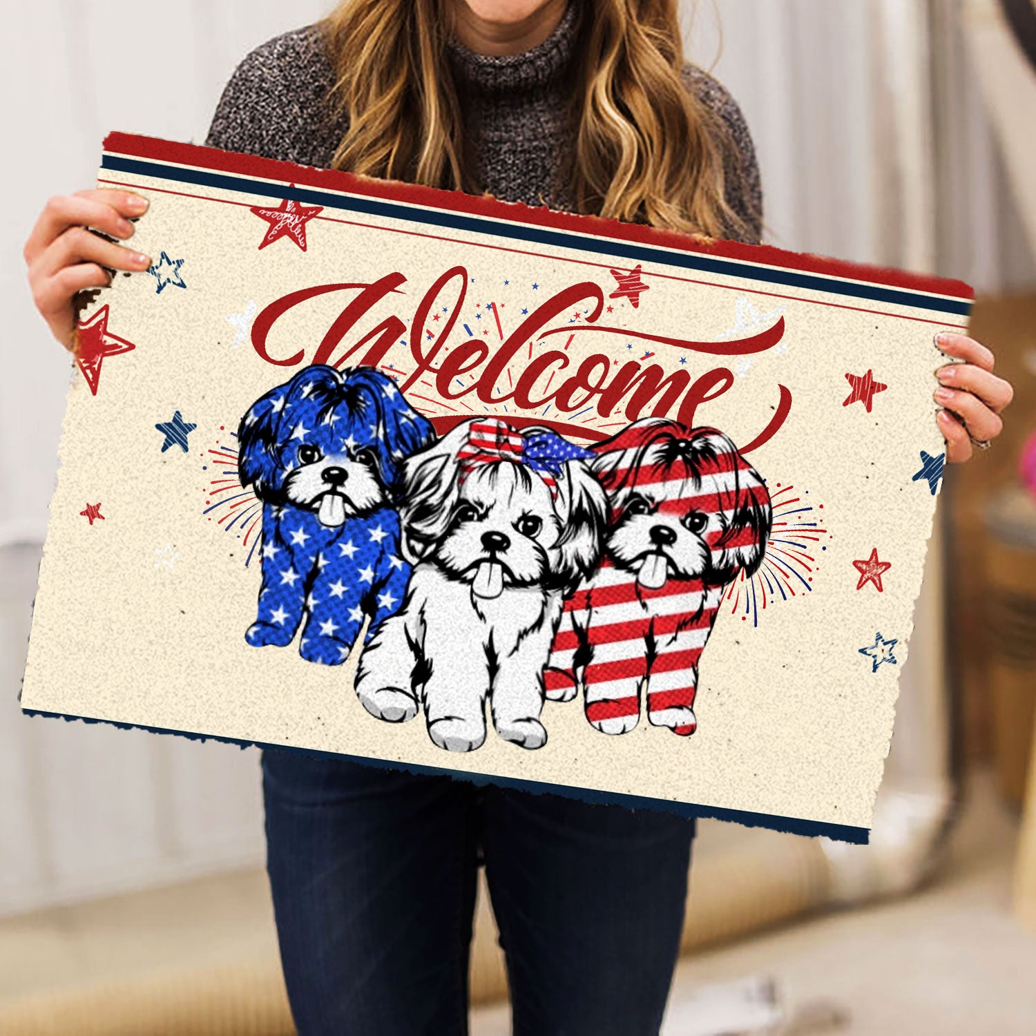 Ohaprints-Doormat-Outdoor-Indoor-Shih-Tzu-Shitzu-Patriotic-American-4Th-Of-July-Independence-Day-Rubber-Door-Mat-1141-