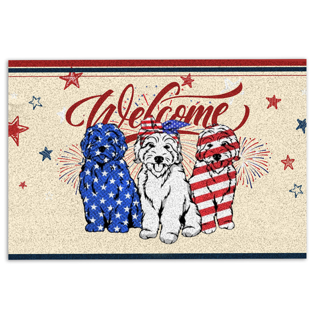 Ohaprints-Doormat-Outdoor-Indoor-Goldendoodle-Patriotic-American-4Th-Of-July-Independence-Day-Rubber-Door-Mat-1143-18'' x 30''