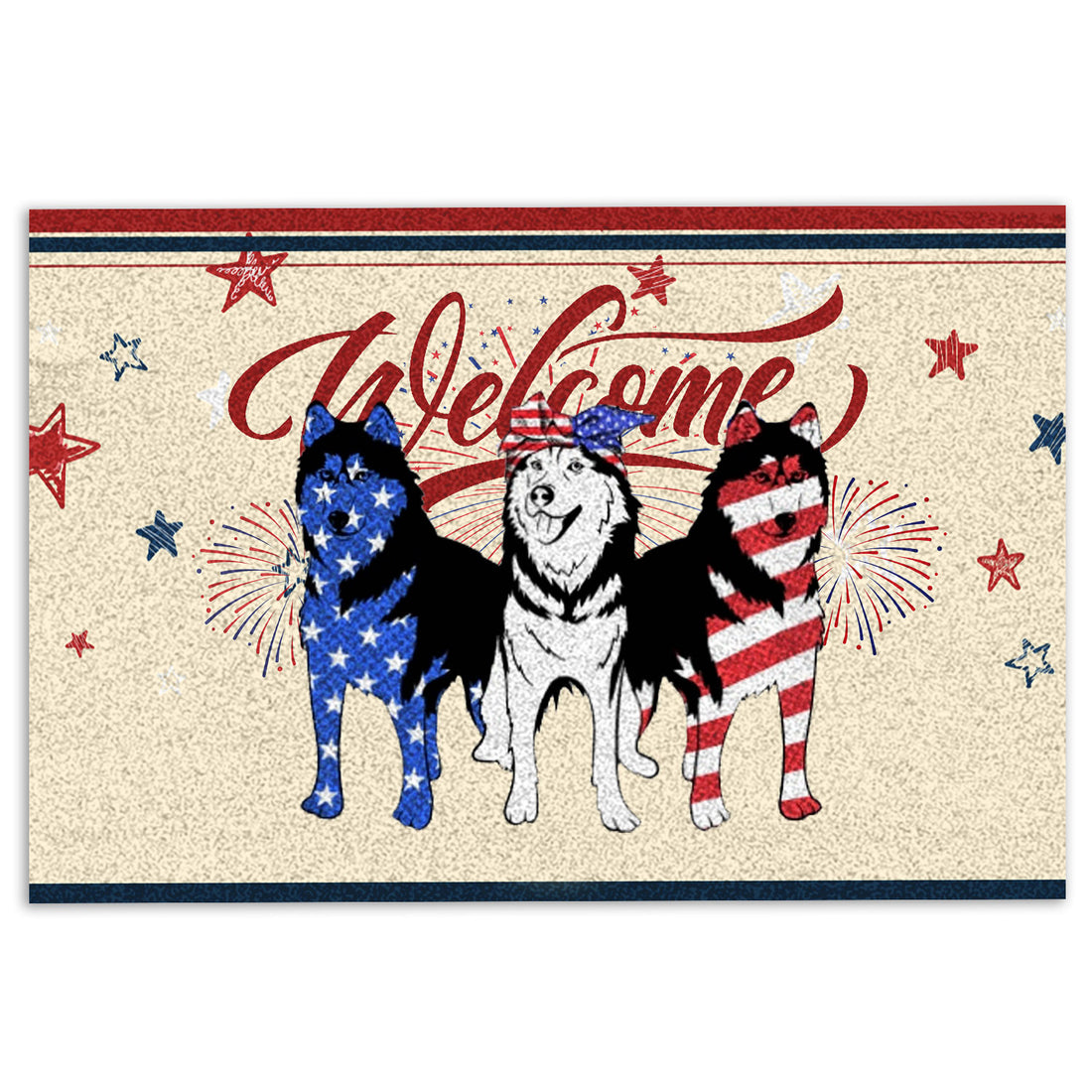 Ohaprints-Doormat-Outdoor-Indoor-Siberian-Husky-Patriotic-American-4Th-Of-July-Independence-Day-Rubber-Door-Mat-1145-18'' x 30''