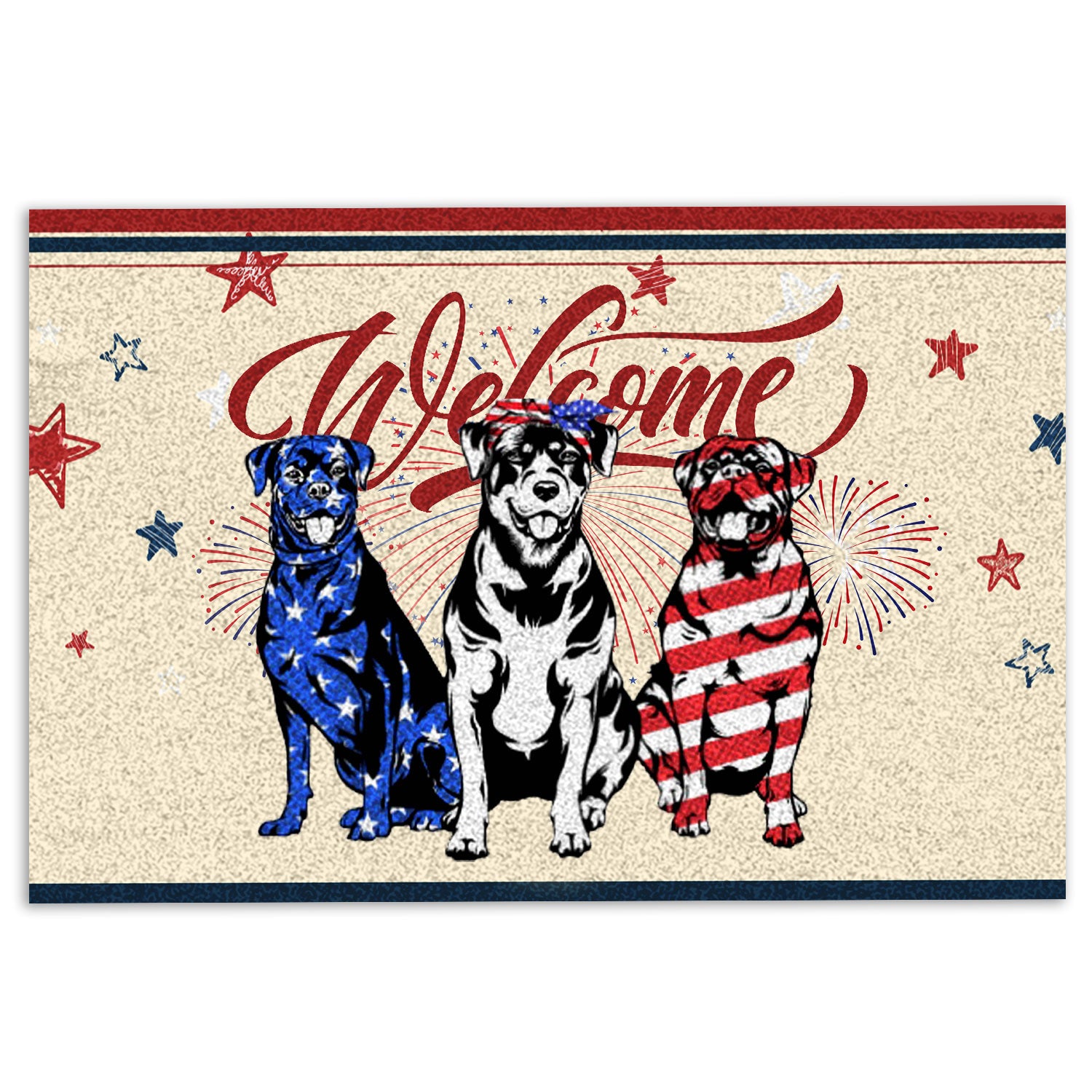 Ohaprints-Doormat-Outdoor-Indoor-Rottweiler-Dog-Patriotic-American-4Th-Of-July-Independence-Day-Rubber-Door-Mat-1176-18'' x 30''